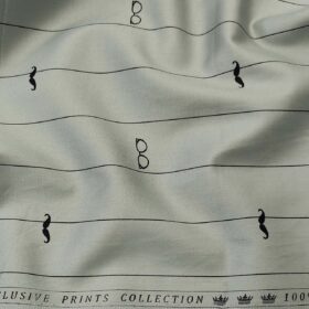 Nemesis Men's Cotton Printed 1.60 Meter Unstitched Shirt Fabric (Light Grey)