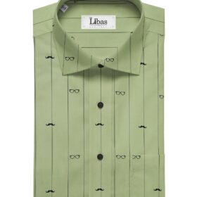 Nemesis Men's Cotton Printed Unstitched Shirt Fabric (Light Olive Green)