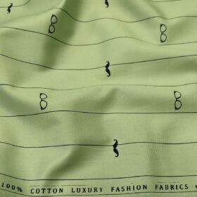 Nemesis Men's Cotton Printed Unstitched Shirt Fabric (Light Olive Green)