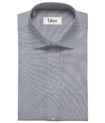 Nemesis Men's Cotton Structured Unstitched Shirt Fabric (White & Blue)