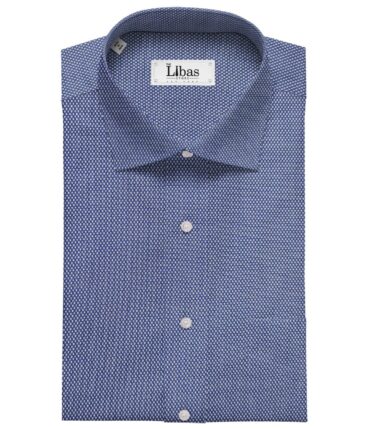 Nemesis Men's Cotton Structured Unstitched Shirt Fabric (White & Blue)