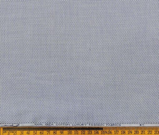 Nemesis Men's Cotton Structured Unstitched Shirt Fabric (White & Blue)