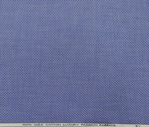 Nemesis Men's Cotton Structured Unstitched Shirt Fabric (White & Blue)