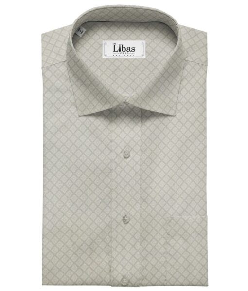 PeeGee Men's Cotton Printed 1.60 Meter Unstitched Shirt Fabric (Light Grey)