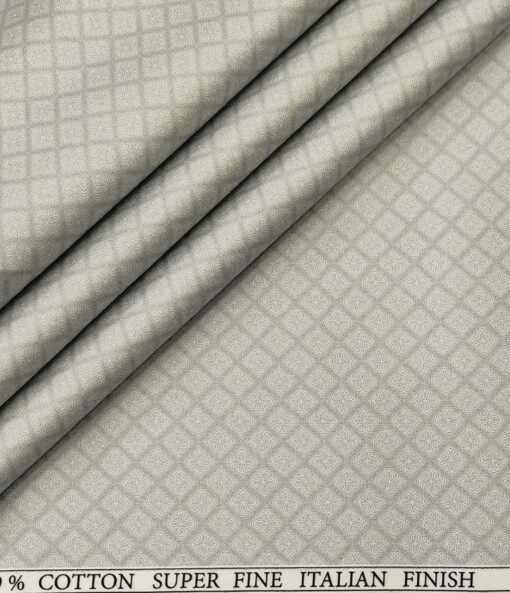 PeeGee Men's Cotton Printed 1.60 Meter Unstitched Shirt Fabric (Light Grey)