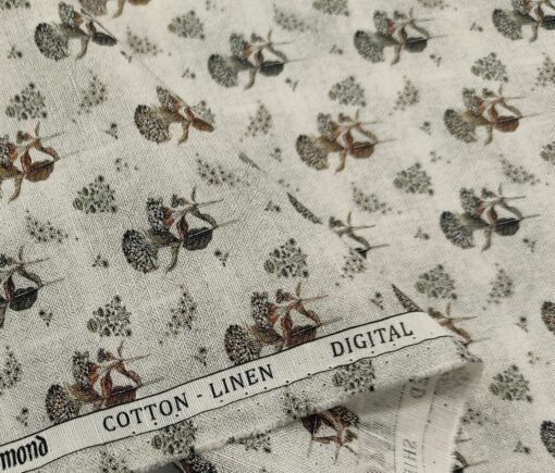 Raymond Men's Cotton Linen Printed Unstitched Shirt Fabric (Light Grey)