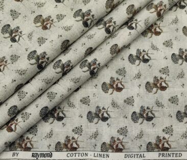 Raymond Men's Cotton Linen Printed Unstitched Shirt Fabric (Light Grey)