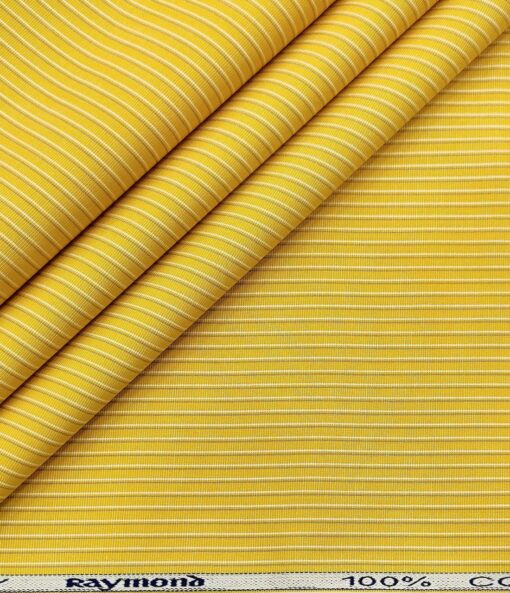 Raymond Men's Cotton Striped Unstitched Shirt Fabric (Yellow)