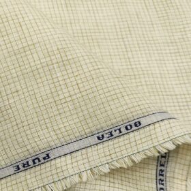 Raymond Men's Linen Checks Unstitched Shirt Fabric (Cream)