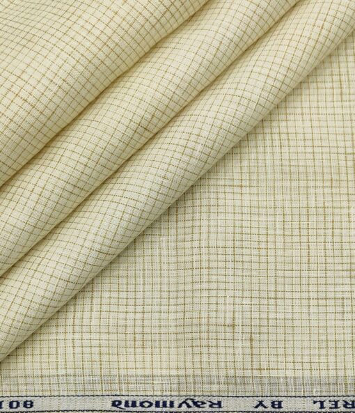 Raymond Men's Linen Checks Unstitched Shirt Fabric (Cream)