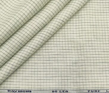 Raymond Men's Linen Checks Unstitched Shirt Fabric (Creamish White)