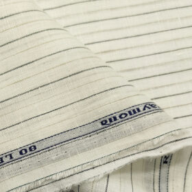 Raymond Men's Linen Striped Unstitched Shirt Fabric (Milky White)