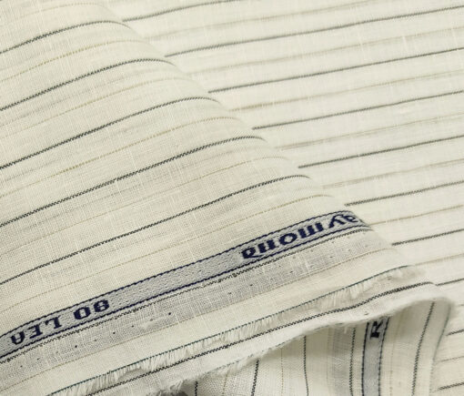 Raymond Men's Linen Striped Unstitched Shirt Fabric (Milky White)