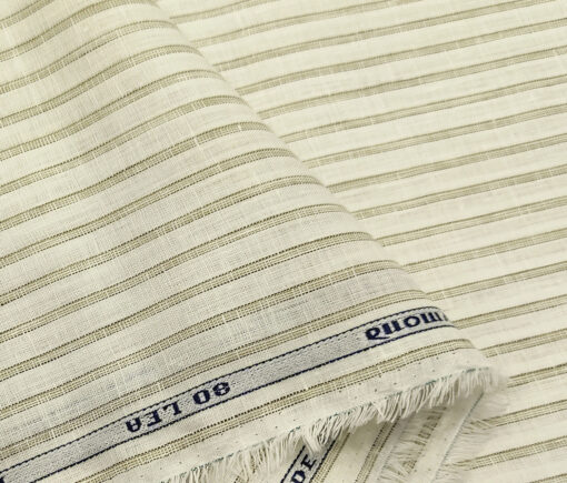 Raymond Men's Linen Striped Unstitched Shirt Fabric (Creamish White)