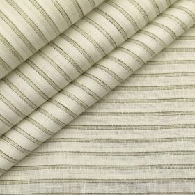 Raymond Men's Linen Striped Unstitched Shirt Fabric (Creamish White)