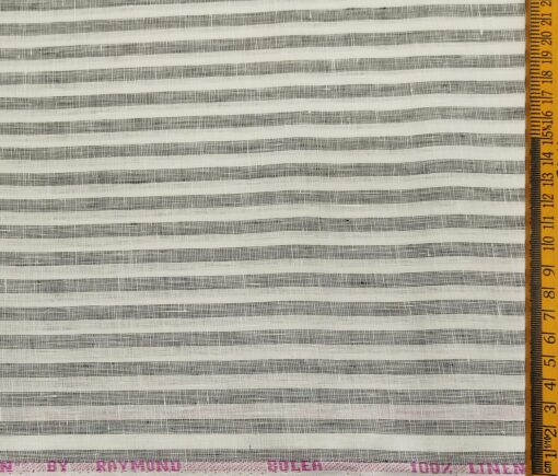 Raymond Men's Linen Striped Unstitched Shirt Fabric (White)