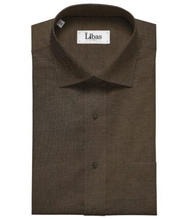 Siyaram's Men's Cotton Linen Self Design Unstitched Shirting Fabric (Dark Brown) - Image 2