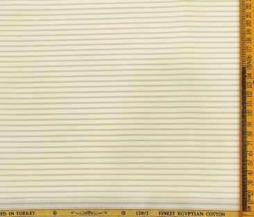 Soktas Men's Cotton Striped Unstitched Shirt Fabric (Creamish White)