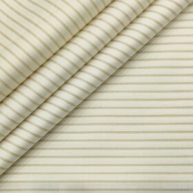 Soktas Men's Cotton Striped Unstitched Shirt Fabric (Creamish White)