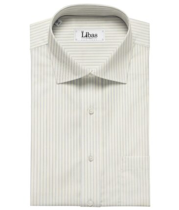 Soktas Men's Cotton Striped Unstitched Shirt Fabric (White)