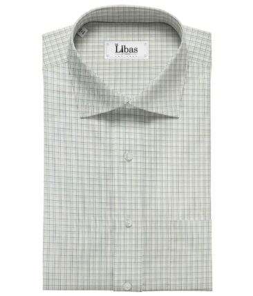 Soktas Men's Cotton Checks 1.60 Meter Unstitched Shirt Fabric (White)