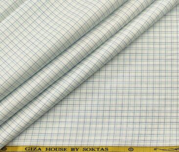 Soktas Men's Cotton Checks 1.60 Meter Unstitched Shirt Fabric (White)