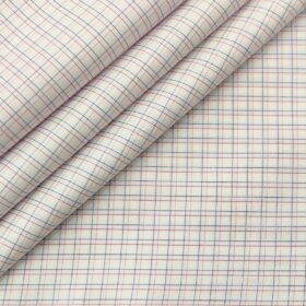 Soktas Men's Cotton Checks 1.60 Meter Unstitched Shirt Fabric (White)