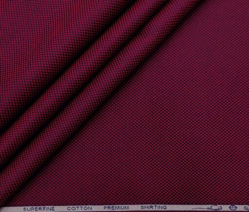 Solino Men's Cotton Structured 1.60 Meter Unstitched Shirt Fabric (Red)