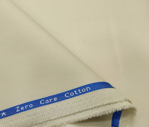 Arvind Men's Cotton Solids 1.30 Meter Unstitched Trouser Fabric (Cream)