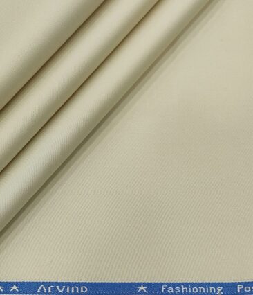 Arvind Men's Cotton Solids 1.30 Meter Unstitched Trouser Fabric (Cream)