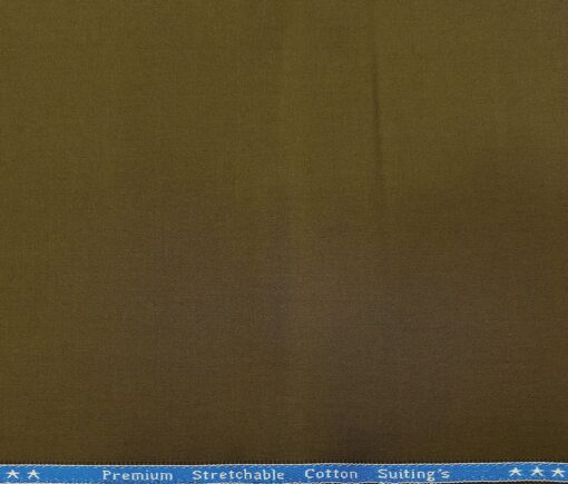 Arvind Men's Cotton Solids 1.30 Meter Unstitched Trouser Fabric (Dark Khakhi Brown)