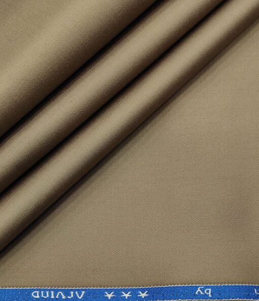Arvind Men's Cotton Solids 1.30 Meter Unstitched Trouser Fabric (Hazelnut Beige)