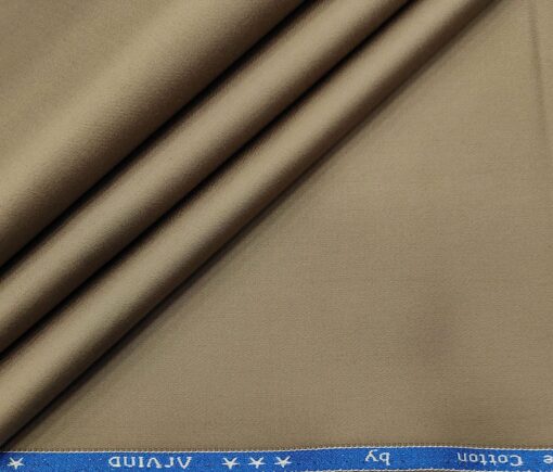 Arvind Men's Cotton Solids 1.30 Meter Unstitched Trouser Fabric (Hazelnut Beige)