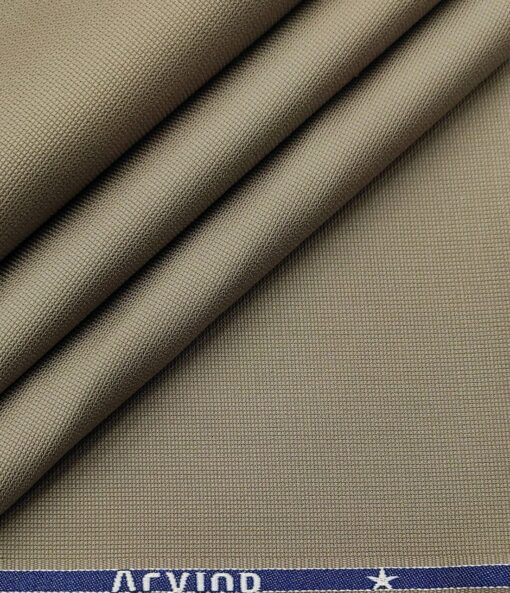 Arvind Men's Cotton Structured 1.30 Meter Unstitched Trouser Fabric (Hazelwood Beige)