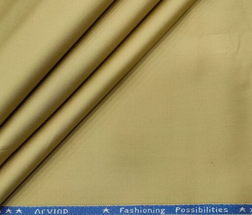 Arvind Men's Cotton Solids 1.30 Meter Unstitched Trouser Fabric (Sand Beige)