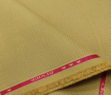 Arvind Men's Cotton Structured 1.30 Meter Unstitched Trouser Fabric (Macaroon Beige)