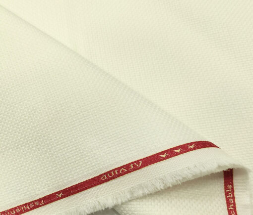 Arvind Men's Cotton Structured 1.30 Meter Unstitched Trouser Fabric (White)