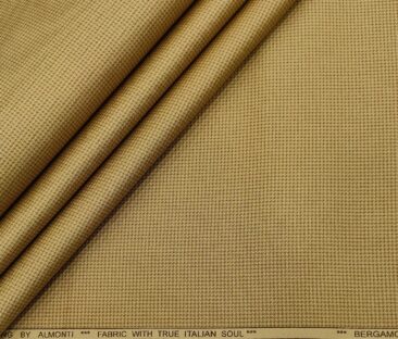 Almonti Men's Cotton Printed 1.30 Meter Unstitched Trouser Fabric (Biscotti Beige)