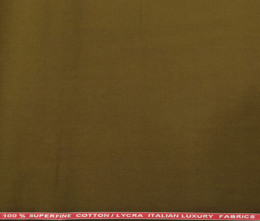 Almonti Men's Cotton Solids 1.30 Meter Unstitched Trouser Fabric (Dark Khakhi Brown)