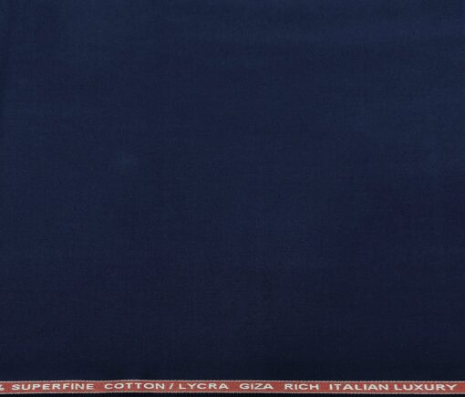 Almonti Men's Cotton Solids 1.30 Meter Unstitched Trouser Fabric (Dark Royal Blue)