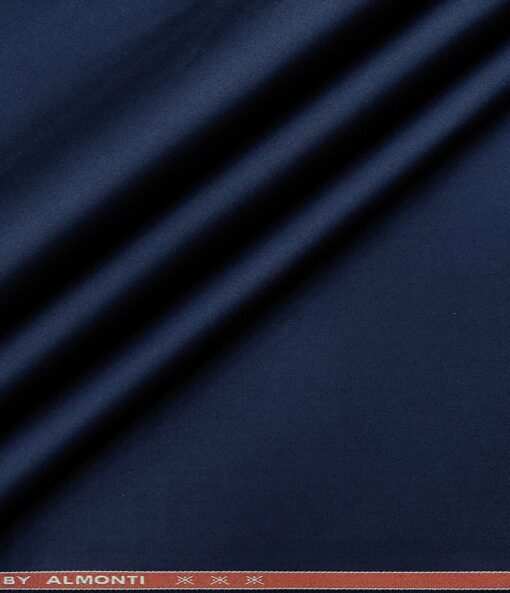 Almonti Men's Cotton Solids 1.30 Meter Unstitched Trouser Fabric (Dark Royal Blue)