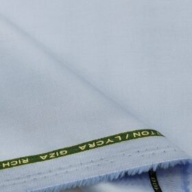 Almonti Men's Cotton Solids 1.30 Meter Unstitched Trouser Fabric (Light Sky Blue)