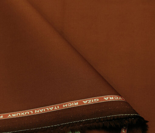 Almonti Men's Cotton Solids 1.30 Meter Unstitched Trouser Fabric (Syrup Brown)