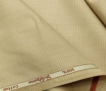 Cadini Men's Cotton Self Design 1.30 Meter Unstitched Trouser Fabric (Beige)