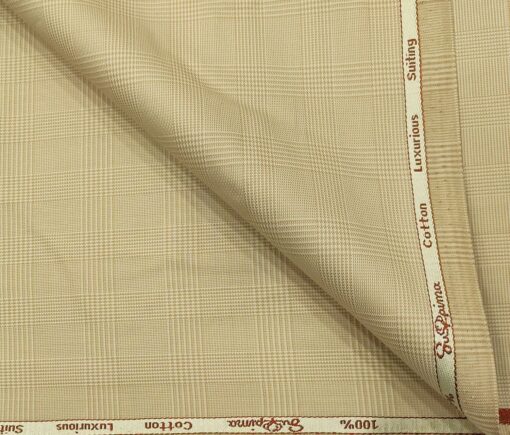 Cadini Men's Cotton Self Design 1.30 Meter Unstitched Trouser Fabric (Beige)