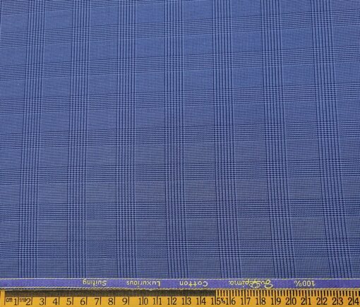 Cadini Men's Cotton Self Design 1.30 Meter Unstitched Trouser Fabric (Blue)
