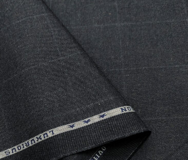 Raymond Men's Cotton Checks 1.35 Meter Unstitched Trouser Fabric (Dark Blueish Grey)
