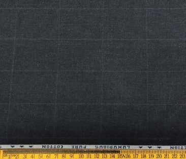 Raymond Men's Cotton Checks 1.35 Meter Unstitched Trouser Fabric (Dark Blueish Grey)