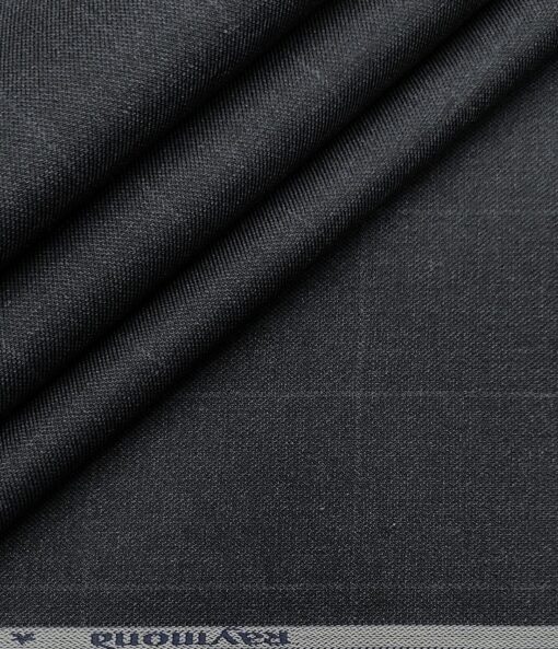 Raymond Men's Cotton Checks 1.35 Meter Unstitched Trouser Fabric (Dark Blueish Grey)