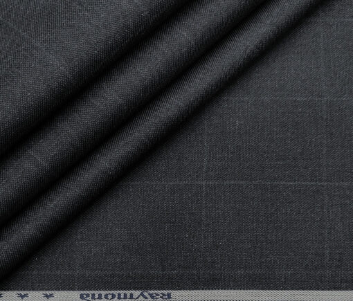 Raymond Men's Cotton Checks 1.35 Meter Unstitched Trouser Fabric (Dark Blueish Grey)